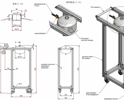 Testpot koelwatervulling Machinebouw op maat SMO